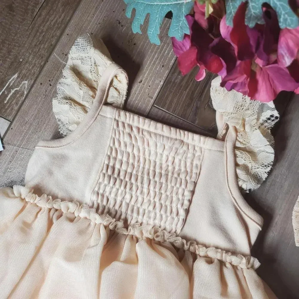 Baby Girl Little Lass Tutu Ballerina Dress Sandollar Beige Size 18M